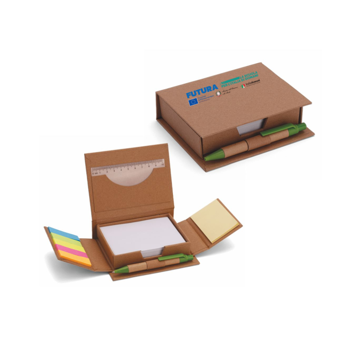 Set Memo Stix Eco Post it con Astuccio Personalizzato - Ideale per Scuola PON - POC - POR - PNRR