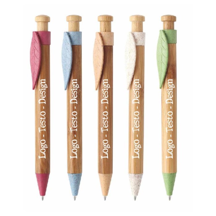 Penna Sfera a scatto in bamboo con stampa personalizzata