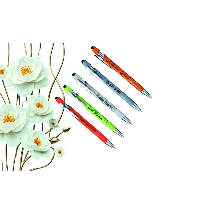 Penna Touch A Scatto Paglia Di Frumento Foxy con Stampa Personalizzata