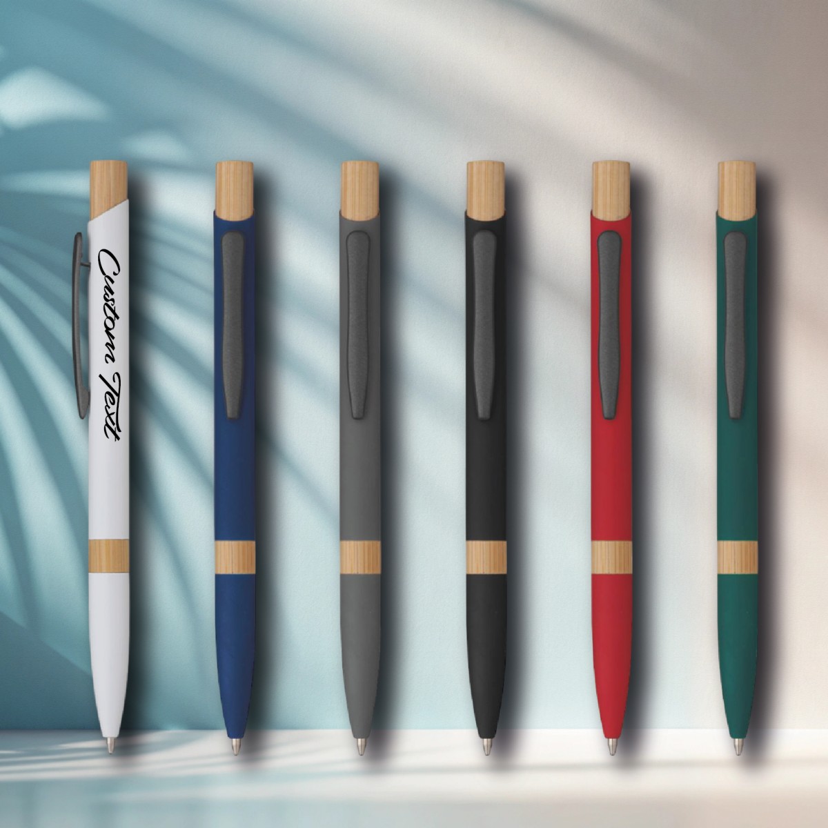 Penna Sfera Soft Touch In Alluminio E Bamboo con Stampa Personalizzata