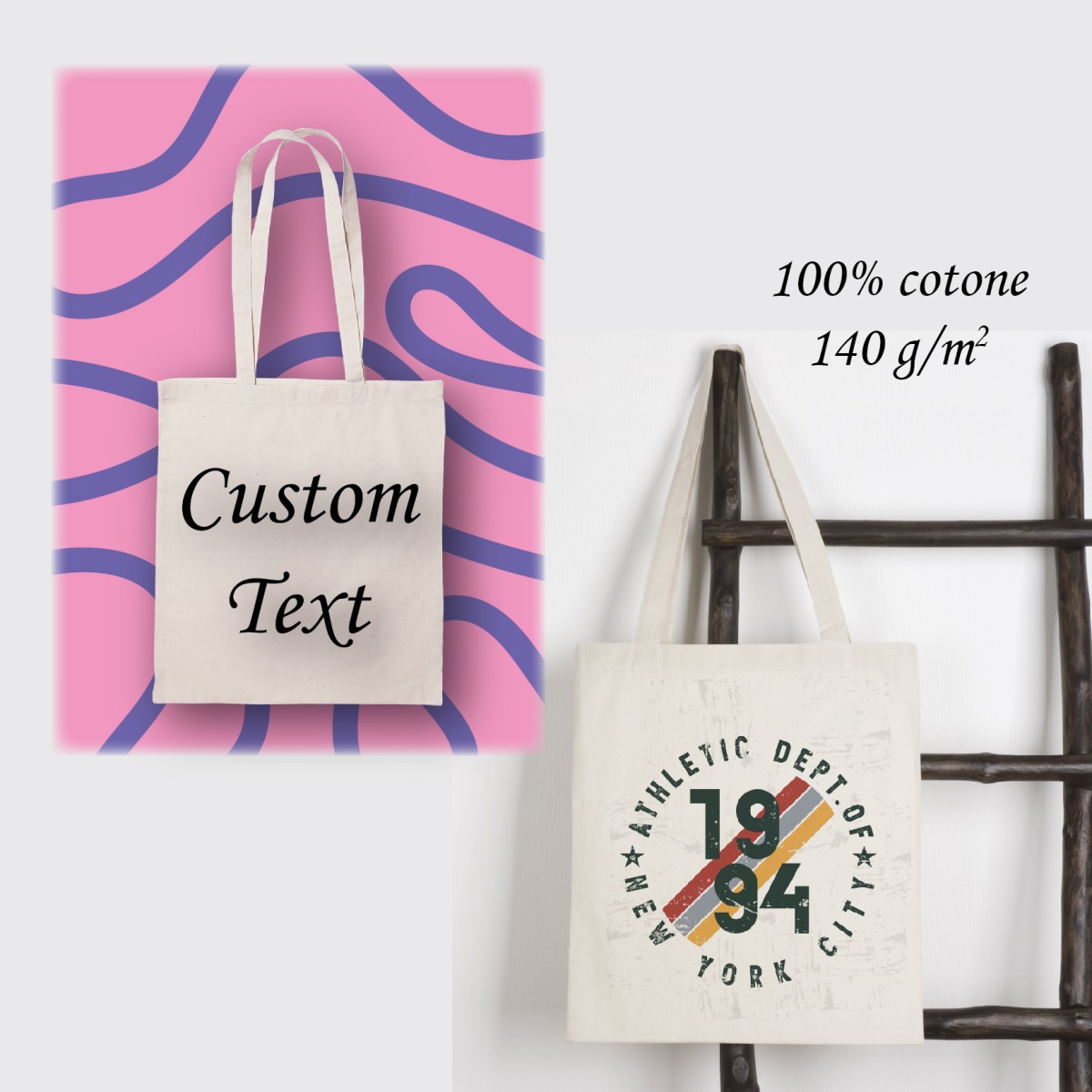 Shopper Longish 140 in 100% Cotone 140 g/m² Personalizzata