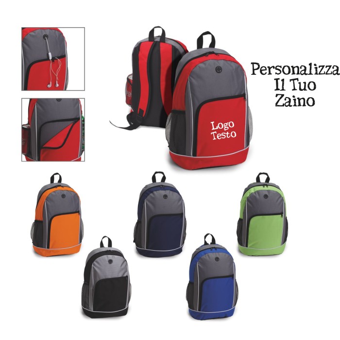 Zaino Everest in Poliestere 600D e Jaquard cm  30 x 17,5 x 44,5 Personalizzato